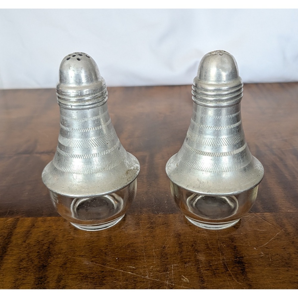 MCM Vintage Atomic Sphere Style Aluminum/ Glass Salt & Pepper Shakers